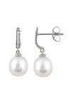 9ct White Gold Earrings with Pearls and Zircons by SAVVIDIS