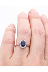 18ct White Gold Solitaire Engagement Ring with Diamonds and Sapphire by SAVVIDIS (No 55)