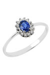 18ct White Gold Solitaire Engagement Ring with Diamonds and Sapphire by SAVVIDIS (No 53)