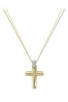 Βαπτιστικός σταυρός SAVVIDIS από χρυσό 14Κ με ζιργκόν και διπλή αλυσίδα