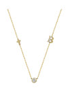 14ct Gold Necklace with Zircons and Monogram by SAVVIDIS