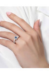 18ct White Gold Solitaire Engagement Ring with Diamonds and Sapphire by FaCaD’oro (No 55)