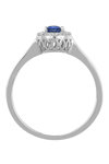 18ct White Gold Solitaire Engagement Ring with Diamonds and Sapphire by FaCaD’oro (No 54)