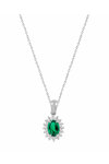 18ct White Gold Necklace with Emerald and Diamonds by SAVVIDIS