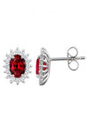 18ct White Gold Earrings with Diamonds and Ruby by Savvidis