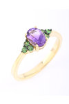 18ct Yellow Gold Ring with Tsavorite and Amethyst  (No 55)