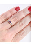 18ct Yellow Gold Ring with Blue Diamonds and Amethyst  (No 54)