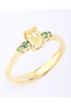 18ct Yellow Gold Ring with Tsavorite and Lab Grown Diamond (No 54)