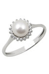 14ct White Gold Ring with Zircons and Pearl by SAVVIDIS (No 54)