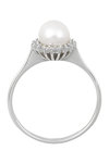 14ct White Gold Ring with Zircons and Pearl by SAVVIDIS (No 54)