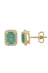 18ct Gold Earrings with Diamonds and Emerald by SAVVIDIS