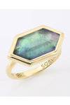 SOLEDOR Hexagon 14ct Gold Ring with Black mother of pearl (Νο 48)
