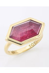 SOLEDOR Hexagon 14ct Gold Ring with Ruby Triplet (Νο 49)