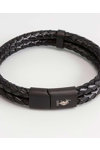 U.S.POLO Roger Stainless Steel and Leather Bracelet