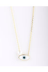 14ct Gold Eye Necklace with Enamel and Pearl by SAVVIDIS