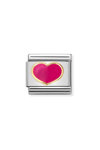 Σύνδεσμος (Link) NOMINATION φούξια καρδιά από ανοξείδωτο ατσάλι και χρυσό 18Κ με σμάλτο