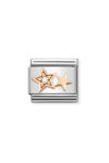 NOMINATION Link DOUBLE STAR made of Stainless Steel and 9ct Rose Gold with Zircon