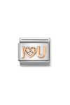 NOMINATION Link I LOVE YOU made of Stainless Steel and 9ct Rose Gold with Zircons