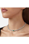 CHIARA FERRAGNI Emerald Rhodium Plated Necklace with Zircons