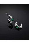 CHIARA FERRAGNI Emerald Rhodium Plated Hoop Earrings with Zircons