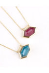 SOLEDOR Hexagon 14ct Gold Necklace with Apatite