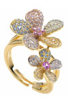 BREEZE Gold Plated Sterling Silver Ring with Zircons (One Size)
