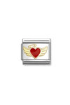 Σύνδεσμος (Link) NOMINATION Angel Heart από ανοξείδωτο ατσάλι με χρυσό 18Κ και σμάλτο