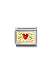 Σύνδεσμος (Link) NOMINATION Red Heart από ανοξείδωτο ατσάλι με χρυσό 18Κ και σμάλτο