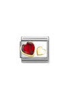 Σύνδεσμος (Link) NOMINATION Heart από ανοξείδωτο ατσάλι και χρυσό 18Κ με ζιργκόν
