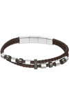POLICE Freeway Stainless Steel and Leather Bracelet