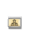 Σύνδεσμος (Link) NOMINATION 'Builder' από ανοξείδωτο ατσάλι και χρυσό 18K