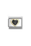 Σύνδεσμος (Link) NOMINATION 'Καρδιά' από ανοξείδωτο ατσάλι και χρυσό 18K με glitter
