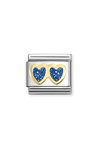 Σύνδεσμος (Link) NOMINATION 'Καρδιές' από ανοξείδωτο ατσάλι και χρυσό 18K με glitter