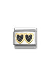 NOMINATION Link 'Hearts' made of Stainless Steel and 18ct Gold with Glitter