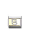 Σύνδεσμος (Link) NOMINATION 'B' από ανοξείδωτο ατσάλι και χρυσό 18K με glitter