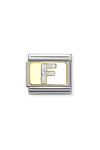 Σύνδεσμος (Link) NOMINATION 'F' από ανοξείδωτο ατσάλι και χρυσό 18K με glitter
