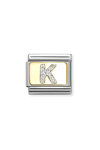 NOMINATION Link 'K' made of Stainless Steel and 18ct Gold with Glitter