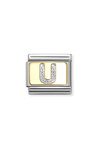 Σύνδεσμος (Link) NOMINATION 'U' από ανοξείδωτο ατσάλι και χρυσό 18K με glitter