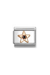 Σύνδεσμος (Link) NOMINATION 'Αστέρι' από ανοξείδωτο ατσάλι και ροζ χρυσό 9K με Ζιργκόν