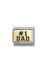 NOMINATION Link 'Dad No1' made of Stainless Steel and 18ct Gold