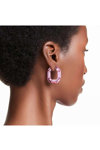 SWAROVSKI Pink Lucent Hoop Earrings octagon shape (Small)