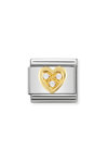 Σύνδεσμος (Link) NOMINATION 'Καρδιά' από ανοξείδωτο ατσάλι και χρυσό 18K με Ζιργκόν